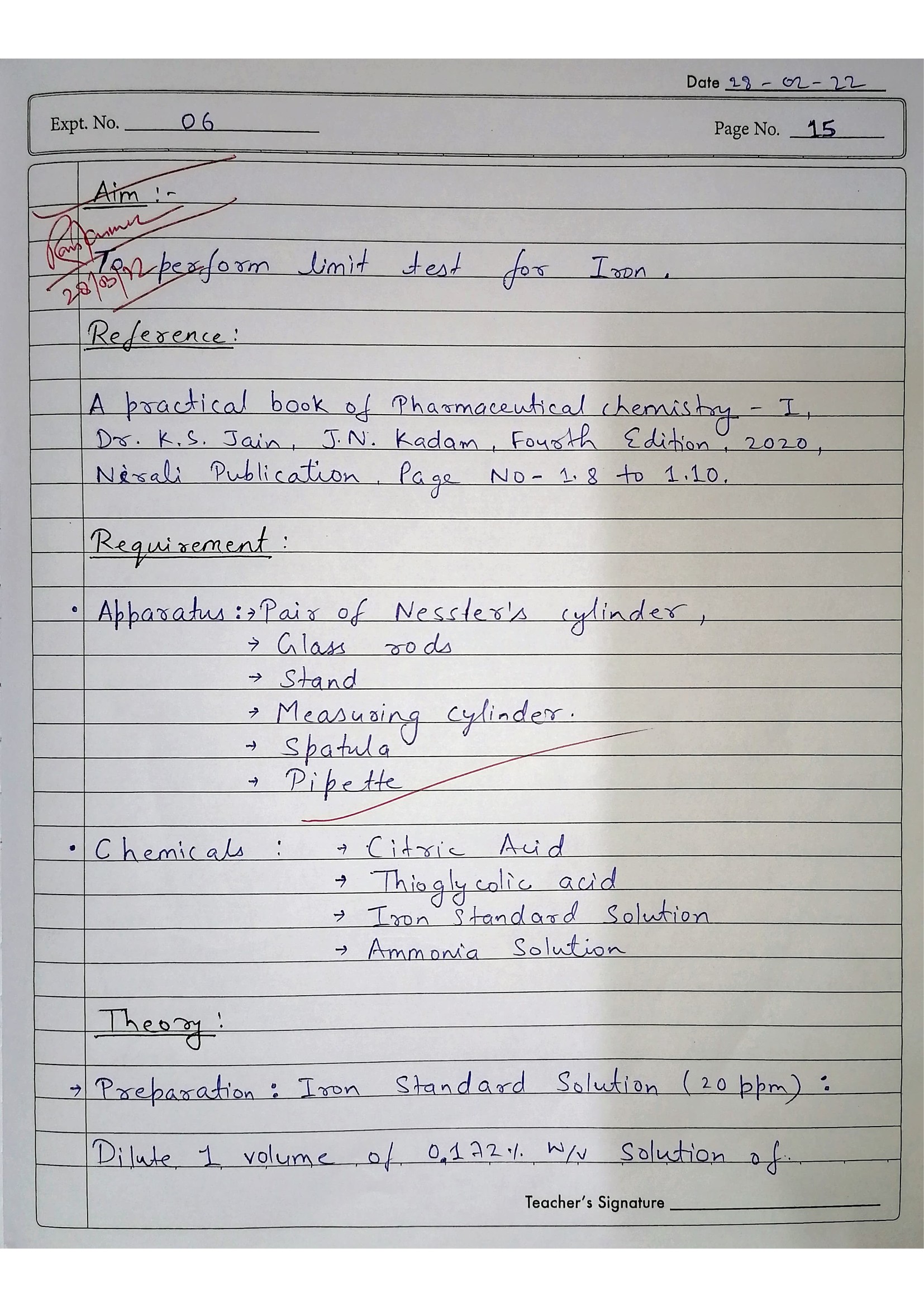 Pharmaceutical Chemistry Practical